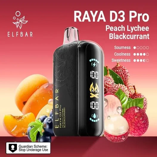 Elf Bar Raya D3 Pro 30 K – Peach Lychee Blackcurrant - Vape Shop Chennai