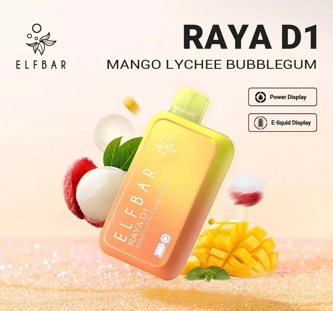 ELF BAR RAYA D1 – Mango Lychee Bubblegum - Vape Shop Chennai